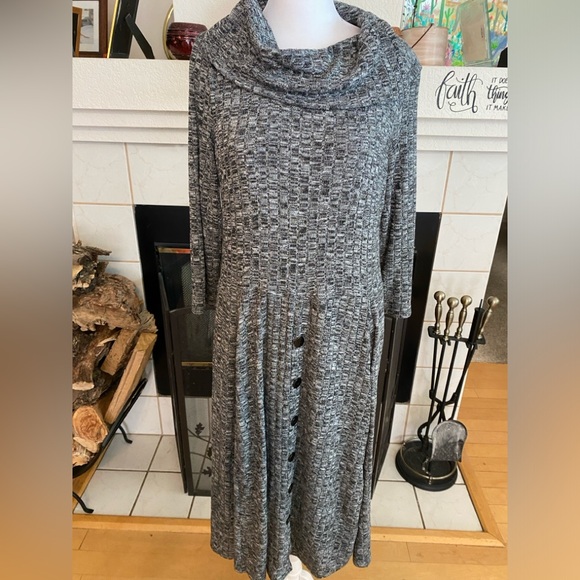 Robbie Bee Women’s Midi Sweater Dress, Fit & Flare, Gray/Black Size L - Picture 9 of 11